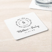 Rustic Wreath Wedding Monogram Kartonnen Onderzetters (Schuin)