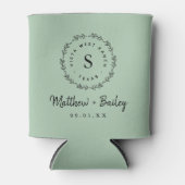 Rustic Wreath Wedding Monogram | Sage Blikjeskoeler (Voorkant)