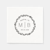 Rustic Wreath Wedding Monogram Servet (Voorkant)