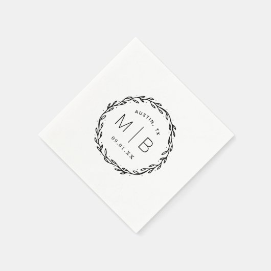 Rustic Wreath Wedding Monogram Servet (Hoek)
