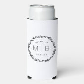 Rustic Wreath Wedding Monogram | wit Seltzer Blikjeskoeler (Seltzer Voorkant)