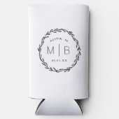 Rustic Wreath Wedding Monogram | wit Seltzer Blikjeskoeler (Voorkant)