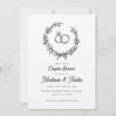 Rustic Wreath Wedding Ring Couples Kaart (Voorkant)