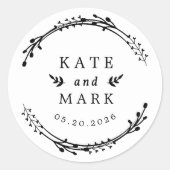 Rustic Wreath Wedding Save the Date Ronde Sticker (Voorkant)