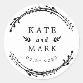 Rustic Wreath Wedding Save the Date Ronde Sticker (Voorkant)