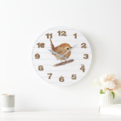 Rustic Wren Bird Personalized Wall Clock Grote Klok (Huis)