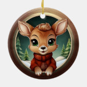 Rustic Xmas deer, Christmas Wildlife Doe, Fawn🦌🎄 Keramisch Ornament (Achterkant)