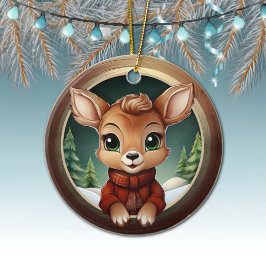 Rustic Xmas deer, Christmas Wildlife Doe, Fawn🦌🎄 Keramisch Ornament