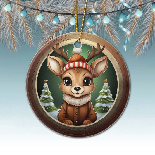 Rustic Xmas Reindeer, Christmas fawn Decor 🦌🎄 Keramisch Ornament