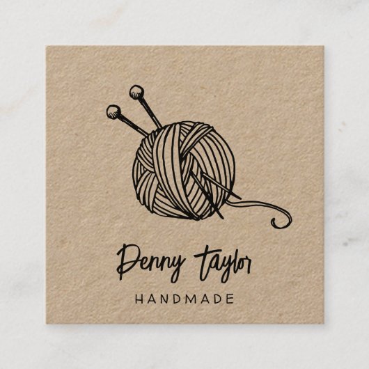 Rustic Yarn | Kraft Square Vierkante Visitekaartje (Voorkant)
