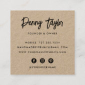 Rustic Yarn | Kraft Square Vierkante Visitekaartje (Achterkant)