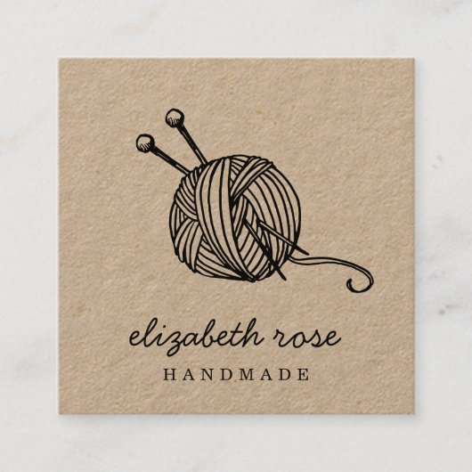 Rustic Yarn | Kraft Vierkante Visitekaartje (Voorkant)
