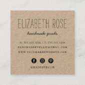 Rustic Yarn | Kraft Vierkante Visitekaartje (Achterkant)
