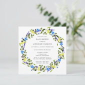 Rustic Yellow and Blue Floral Baby shower Invitati Kaart (Staand voorkant)