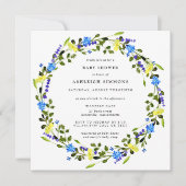 Rustic Yellow and Blue Floral Baby shower Invitati Kaart (Voorkant)