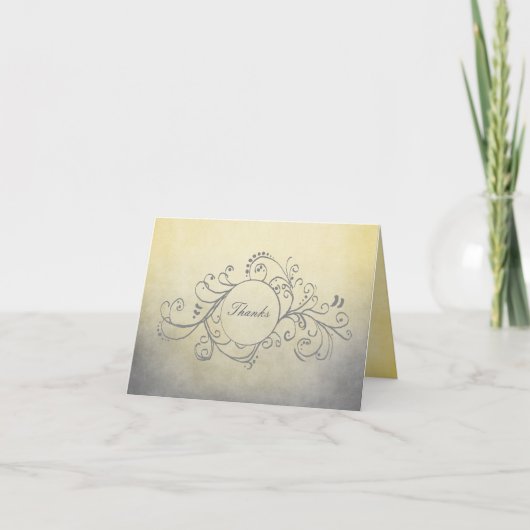 Rustic Yellow and Grey Bohemian Dank je wel Bedankkaart (Voorkant)