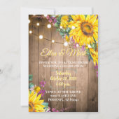 Rustic Yellow and Paars Sunflower Wedding Kaart (Voorkant)