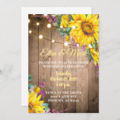 Rustic Yellow and Paars Sunflower Wedding Kaart (Voorkant / Achterkant)