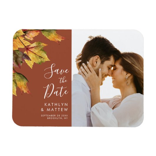 Rustic Yellow Autumn Foliage Fall Wedding Magneet (Horizontaal)