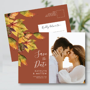 Rustic Yellow Autumn Foliage Wedding Save the Date Aankondigingskaart