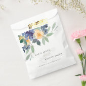 Rustic Yellow Blue Waterverf Floral Wedding Bedankzakje (Gezegeld)