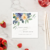 Rustic Yellow Blue Waterverf Floral Wedding Servet (Insitu)
