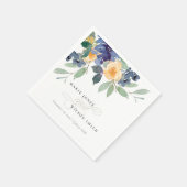 Rustic Yellow Blue Waterverf Floral Wedding Servet (Hoek)