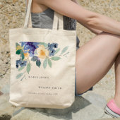 Rustic Yellow Blue Waterverf Floral Wedding Tote Bag