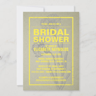 Rustic Yellow Bridal Shower-uitnodigingen Kaart