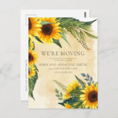 Rustic Yellow Brown Sunflower Adres Briefkaart (Voorkant / Achterkant)