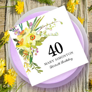 Rustic Yellow Daffodil 40th Birthday Servet