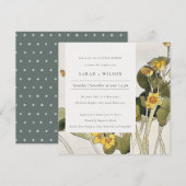 Rustic Yellow Daffodil Flora Couples Shower Invite Bedankkaart (Voorkant / Achterkant)