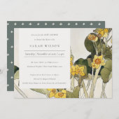 Rustic Yellow Daffodil Floral Baby shower Invite Bedankkaart (Voorkant / Achterkant)