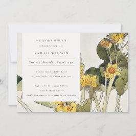 Rustic Yellow Daffodil Floral Baby shower Invite Bedankkaart