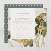 Rustic Yellow Daffodil Floral Baby shower Invite Bedankkaart (Voorkant / Achterkant)