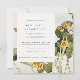 Rustic Yellow Daffodil Floral Vow Renewal Invite Bedankkaart