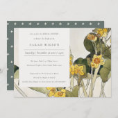 Rustic Yellow Daffodil Floral Vrijgezellenfeest In Bedankkaart (Voorkant / Achterkant)