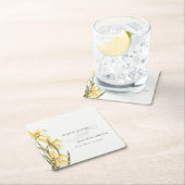 Rustic Yellow Daffodil Floral Waterverf Wedding Kartonnen Onderzetters (Insitu)