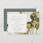 Rustic Yellow Daffodil Floral Wedding Reception Informatiekaartje (Voorkant / Achterkant)