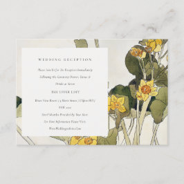 Rustic Yellow Daffodil Floral Wedding Reception Informatiekaartje