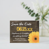 Rustic Yellow Daisy Wood bespaart de datum-Briefka Aankondigingskaart (Staand voorkant)
