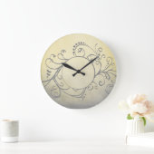 Rustic Yellow en Gray Bohemian Flourish Grote Klok (Huis)