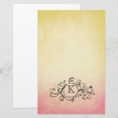 Rustic Yellow en roze Bohemian Flourish Briefpapier (Voorkant / Achterkant)