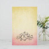 Rustic Yellow en roze Bohemian Flourish Briefpapier (Staand voorkant)