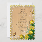 Rustic Yellow Floral Butterfly Bachelorette Party Kaart (Voorkant)
