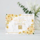 Rustic Yellow Floral Marble QR Code Wedding RSVP (Staand voorkant)
