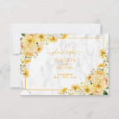 Rustic Yellow Floral Marble QR Code Wedding RSVP Kaartje (Achterkant)