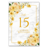Rustic Yellow Floral Marble Reception Wedding Kaart (Achterkant)