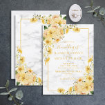 Rustic Yellow Floral Marble Script Wedding Kaart<br><div class="desc">Creëer de perfecte trouwuitnodiging met dit warme,  trendy gele waterverf floral design,  met handgeschreven script typografie en faux Carrera marble. De ontwerper van het contact voor de passende producten. De ontwerper van het contact voor de passende producten. Copyright Elegant nodigt uit,  alle rechten voorbehouden.</div>