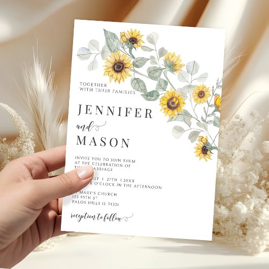 Rustic Yellow Flowers Sunflower Garden Wedding Kaart